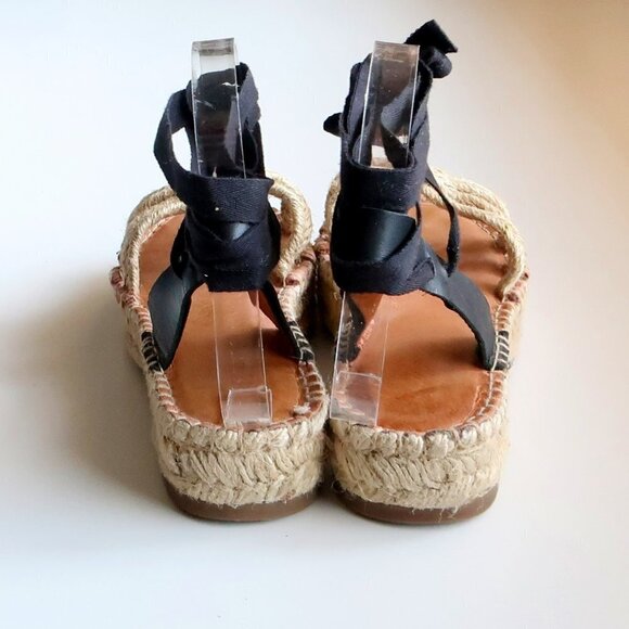 Madewell The Gwen Flat Platform Espadrille Ankle Tie Lace Up Jute Sandals 7.5 - Picture 6 of 16